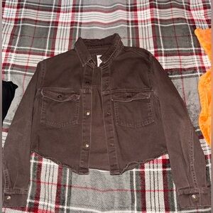 Stoosh Vintage Denim Jacket in Dark Brown